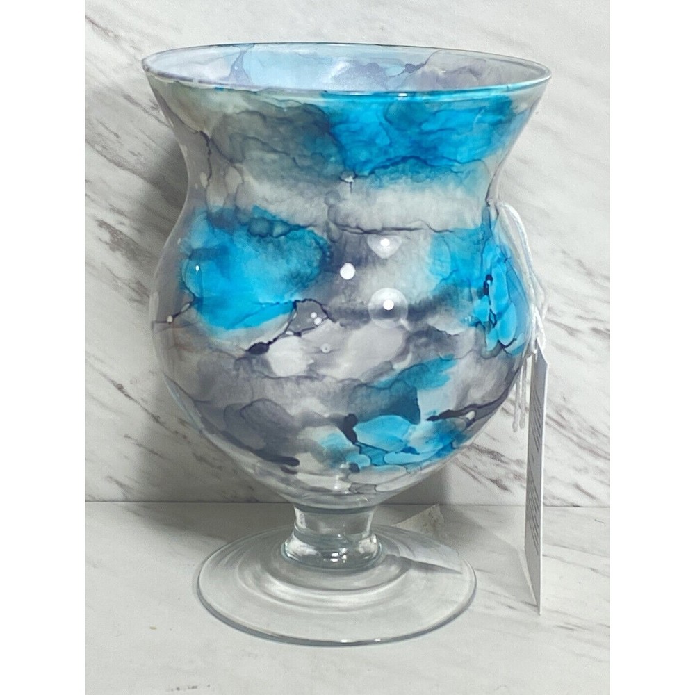 Didi Glass Naples Italian Hand Made Glass Vase NWT 6” Tall Mediterranean Colors